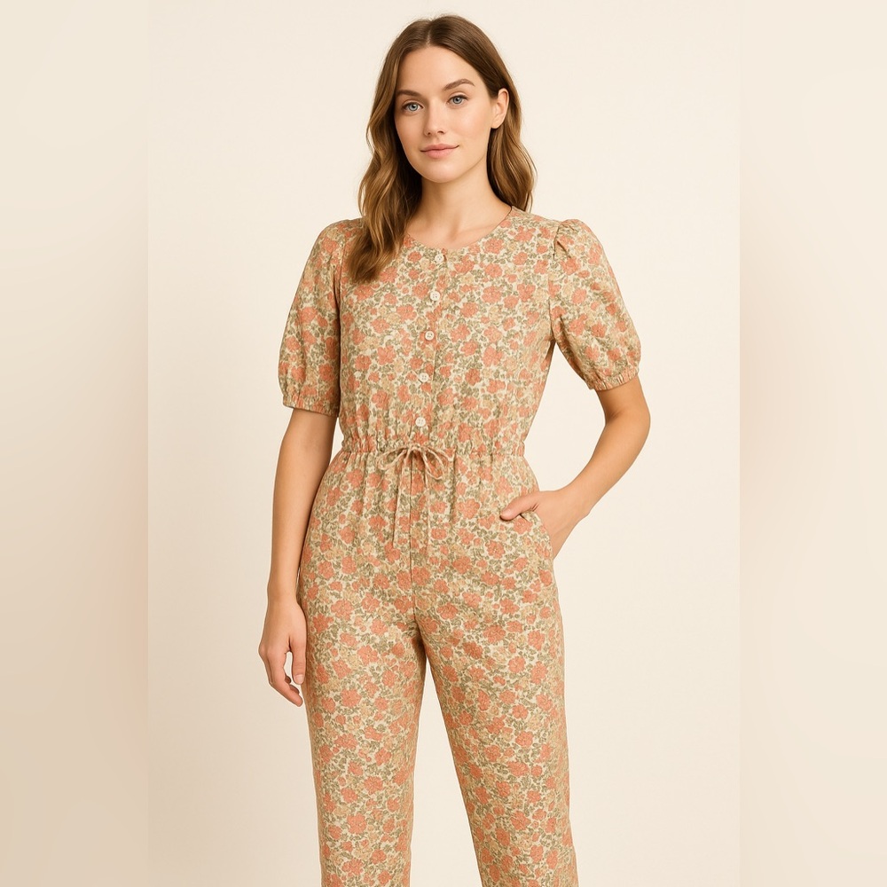 Universal Thread Floral Button-Front Jumpsuit Wit… - image 3
